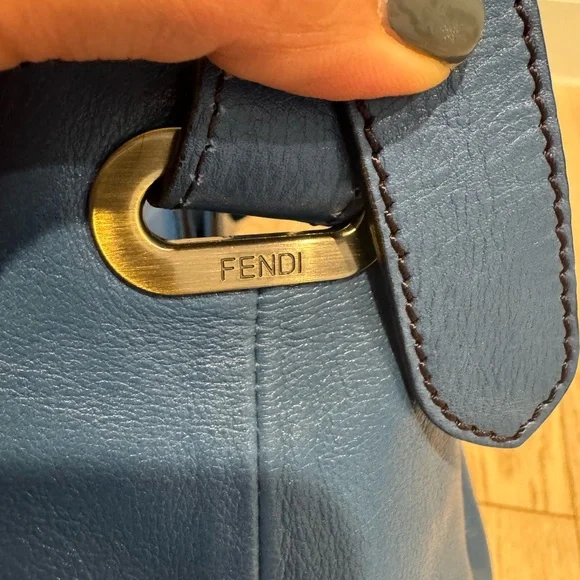 💗FENDI Blue Borse Leather Doctor Hobo Bag Authentic - Picture 15 of 16